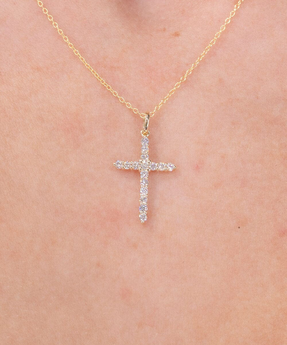 Floating Diamond Cross 14k Yellow Gold Necklaces Princess Bride Diamonds 