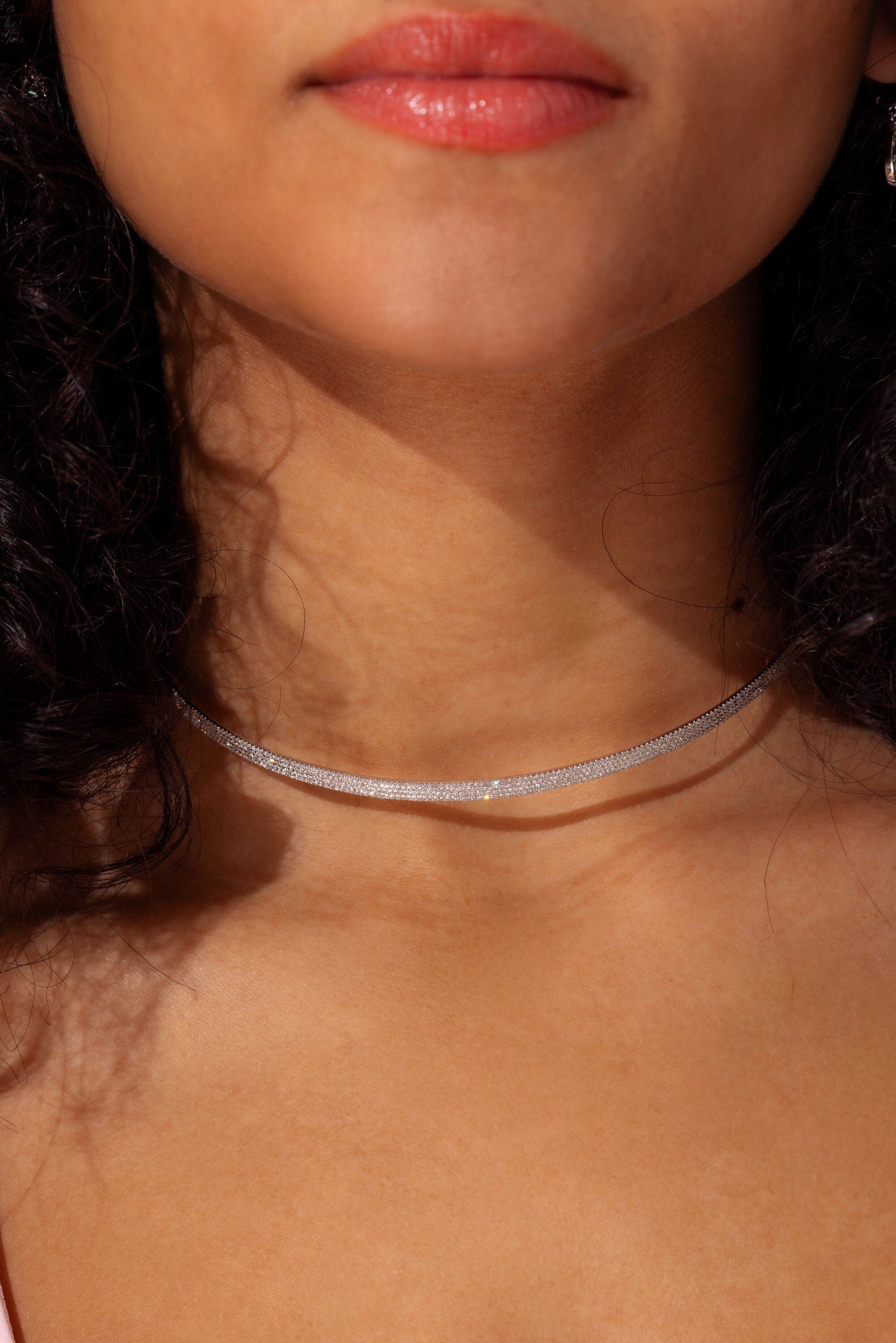 Four Row Diamonds Pavé Choker Necklaces Princess Bride Diamonds 