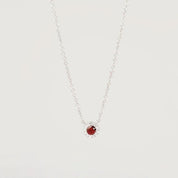 Garnet & Diamond Halo Necklace - PBD Necklaces