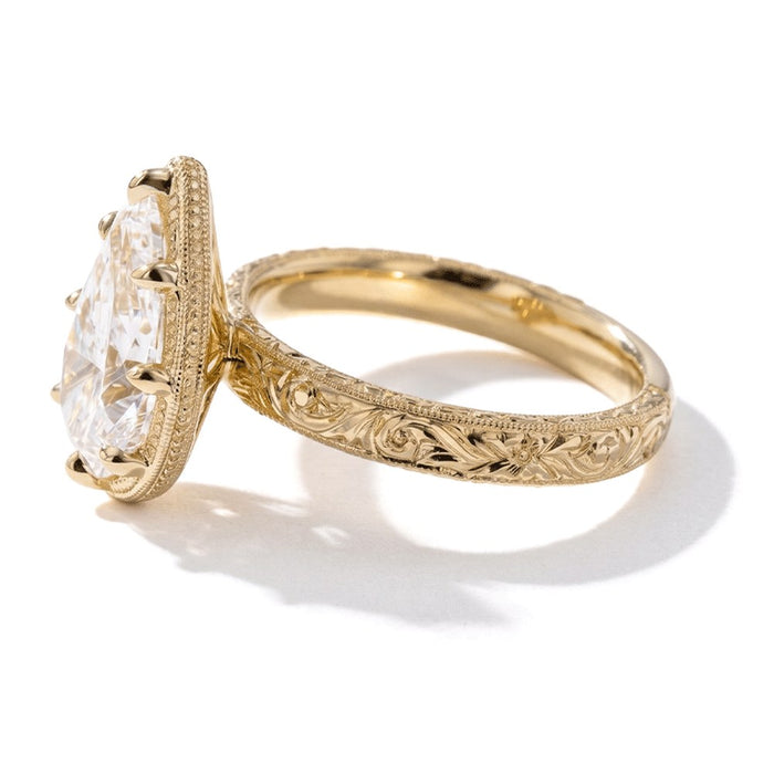 Hand-Engraved engagement ring