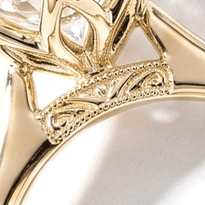 Engraved Bridge engagement ring
