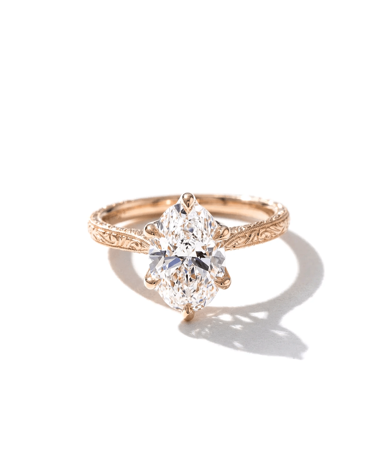 Victoria Oval 6 Prong Hand Engraved