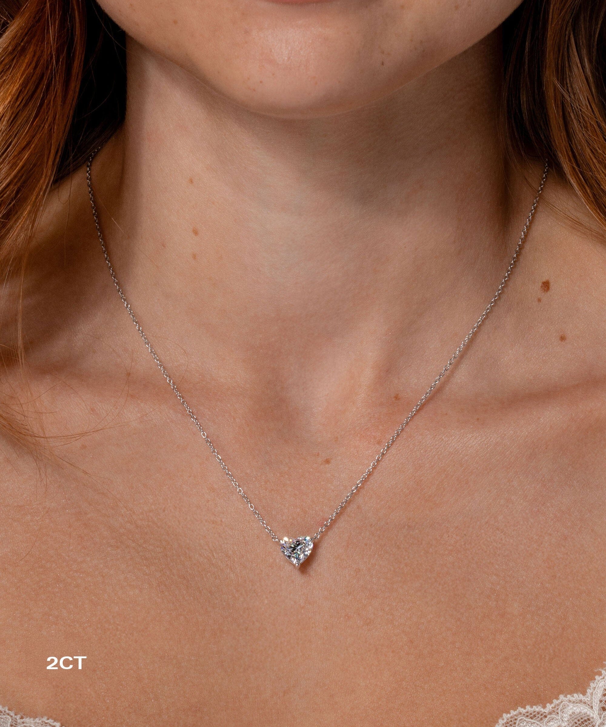 Heart Brandi Necklace Necklaces Princess Bride Diamonds 2ct 14K White Gold 
