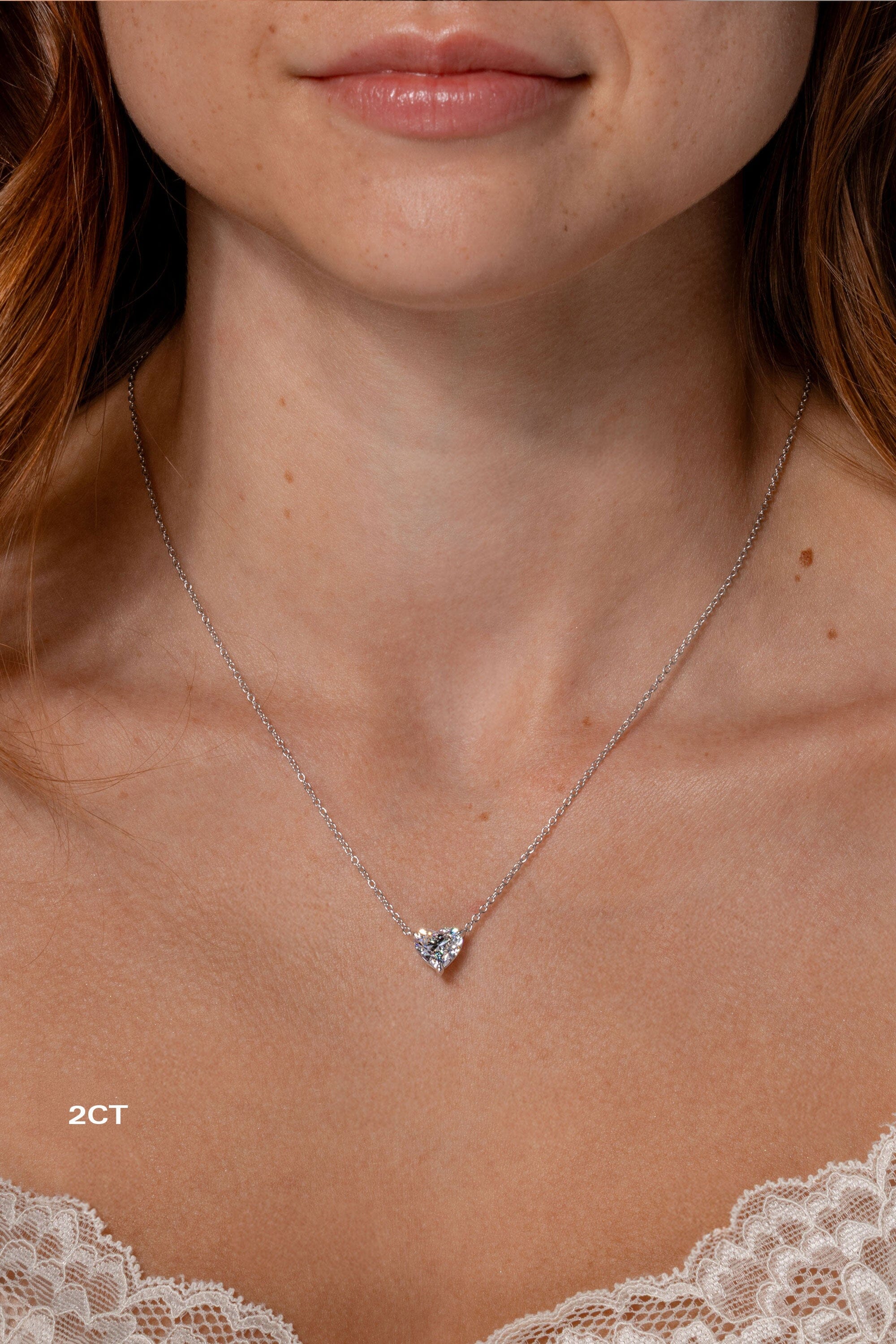 Heart Brandi Necklace Necklaces Princess Bride Diamonds 2ct 14K White Gold 