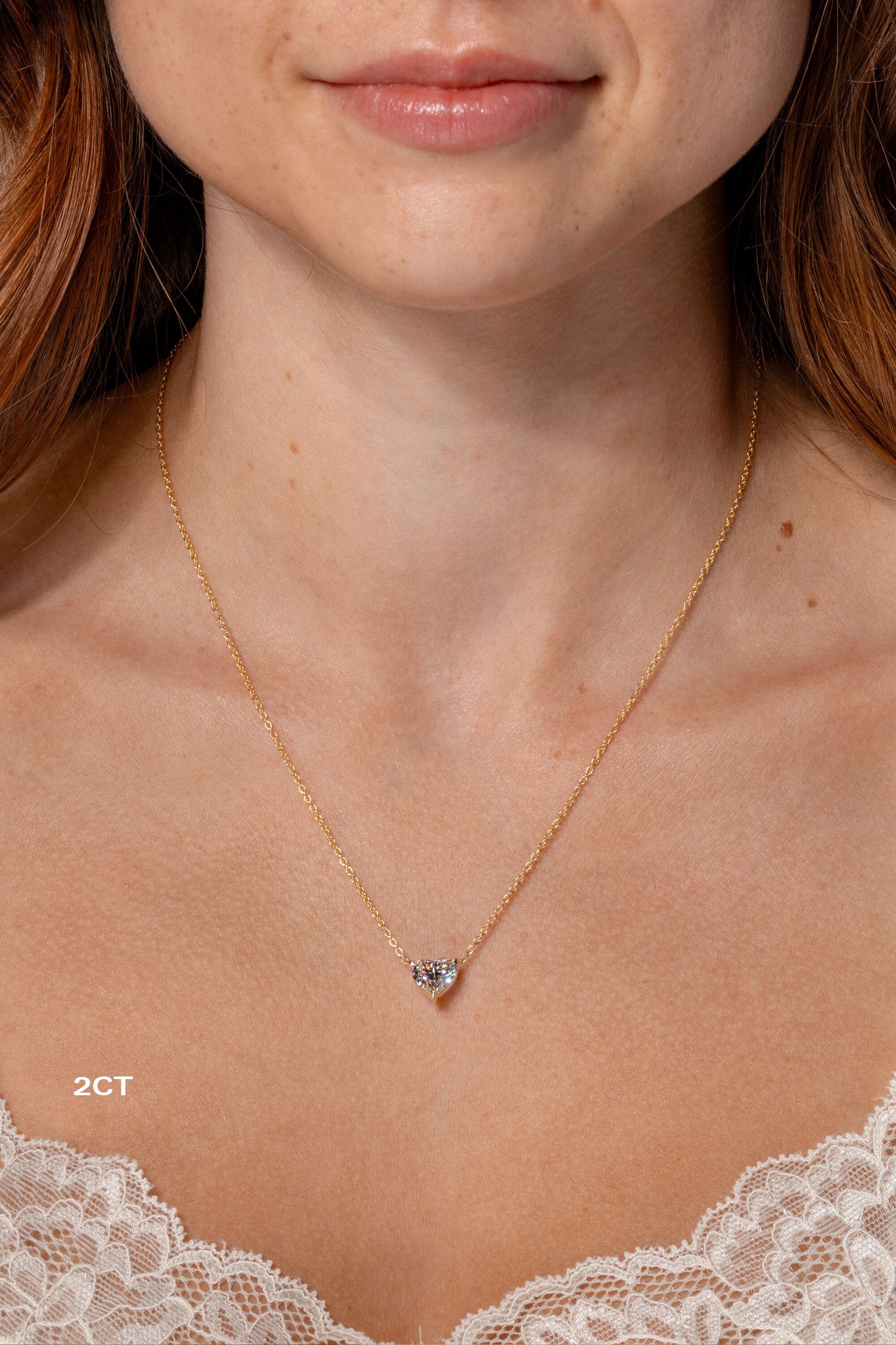 Heart Brandi Necklace Necklaces Princess Bride Diamonds 2ct 14K Yellow Gold 