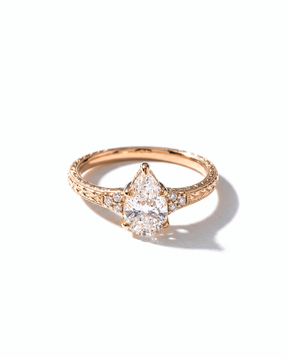 Isla Pear Hand Engraved Ring