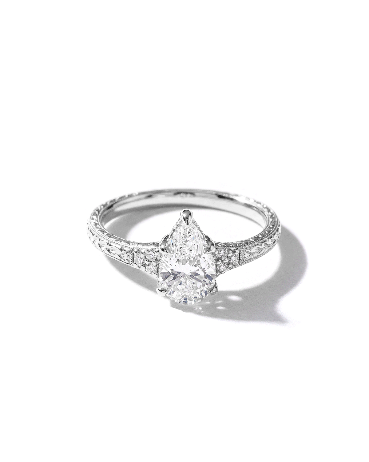 Isla Pear Hand Engraved Ring