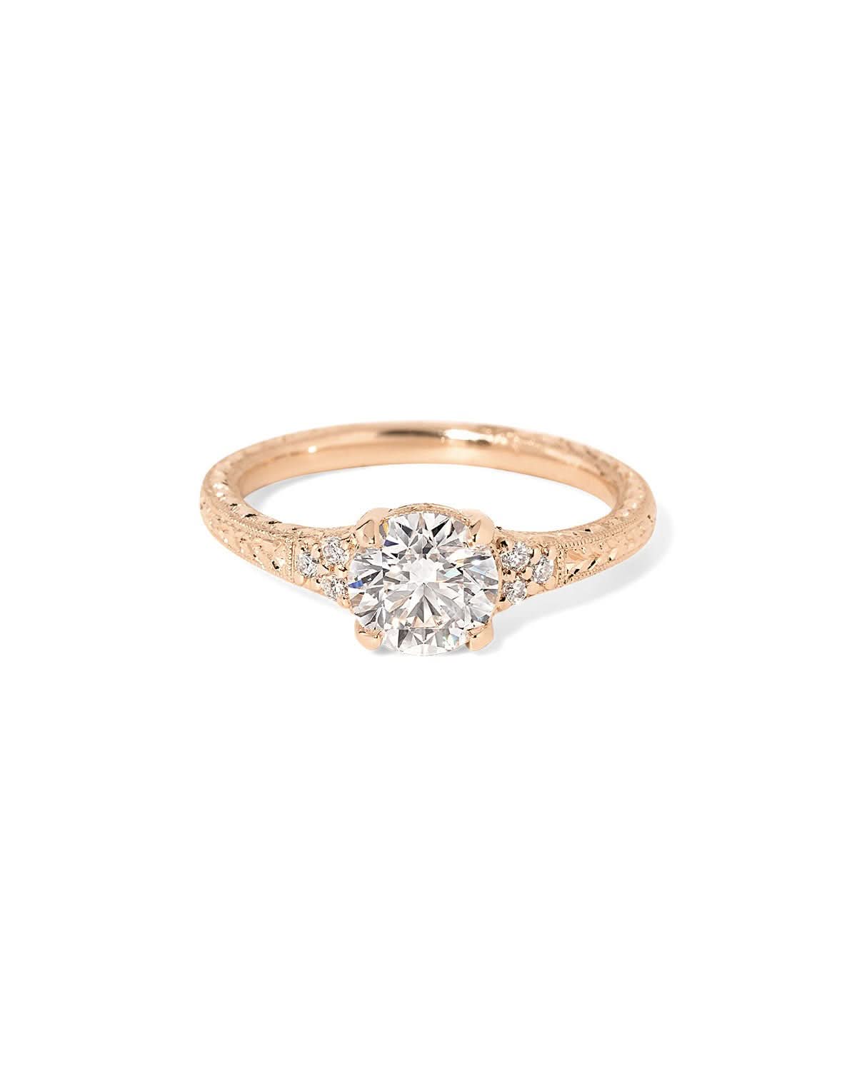 Isla Round Hand Engraved Ring - PBD Engagement Rings