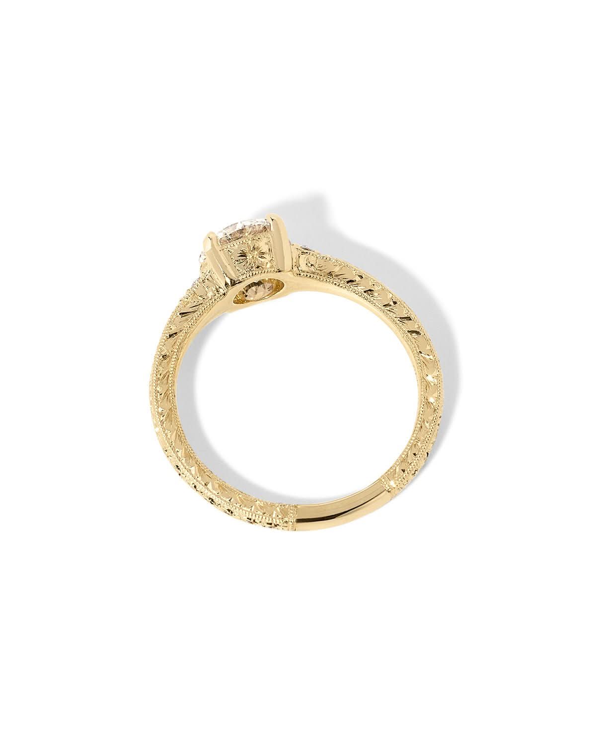 Isla Round Hand Engraved Ring - PBD Engagement Rings