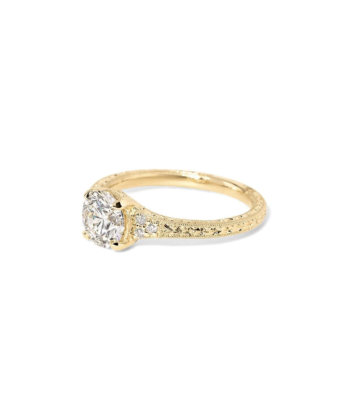 Isla Round Hand Engraved Ring - PBD Engagement Rings