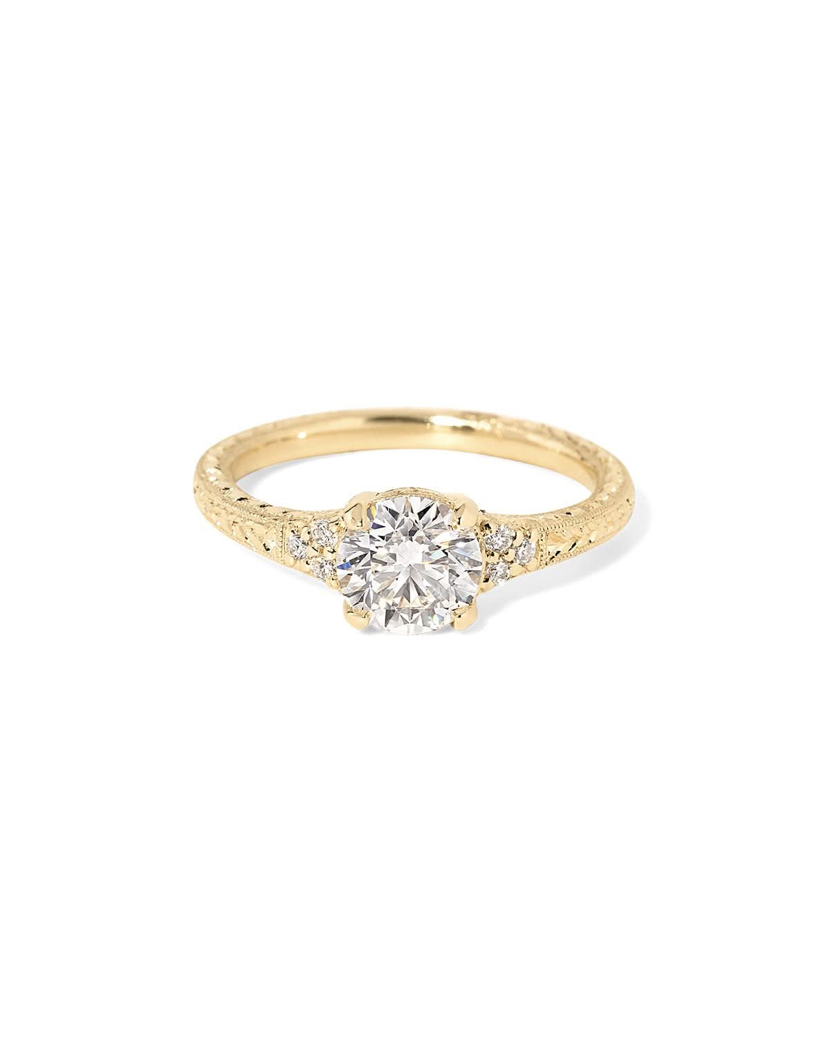 Isla Round Hand Engraved Ring - PBD Engagement Rings