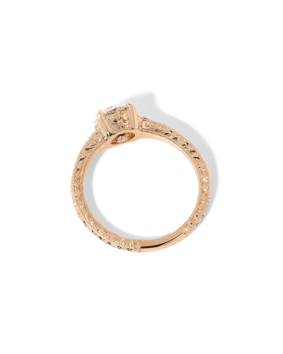 Isla Round Hand Engraved Ring - PBD Engagement Rings