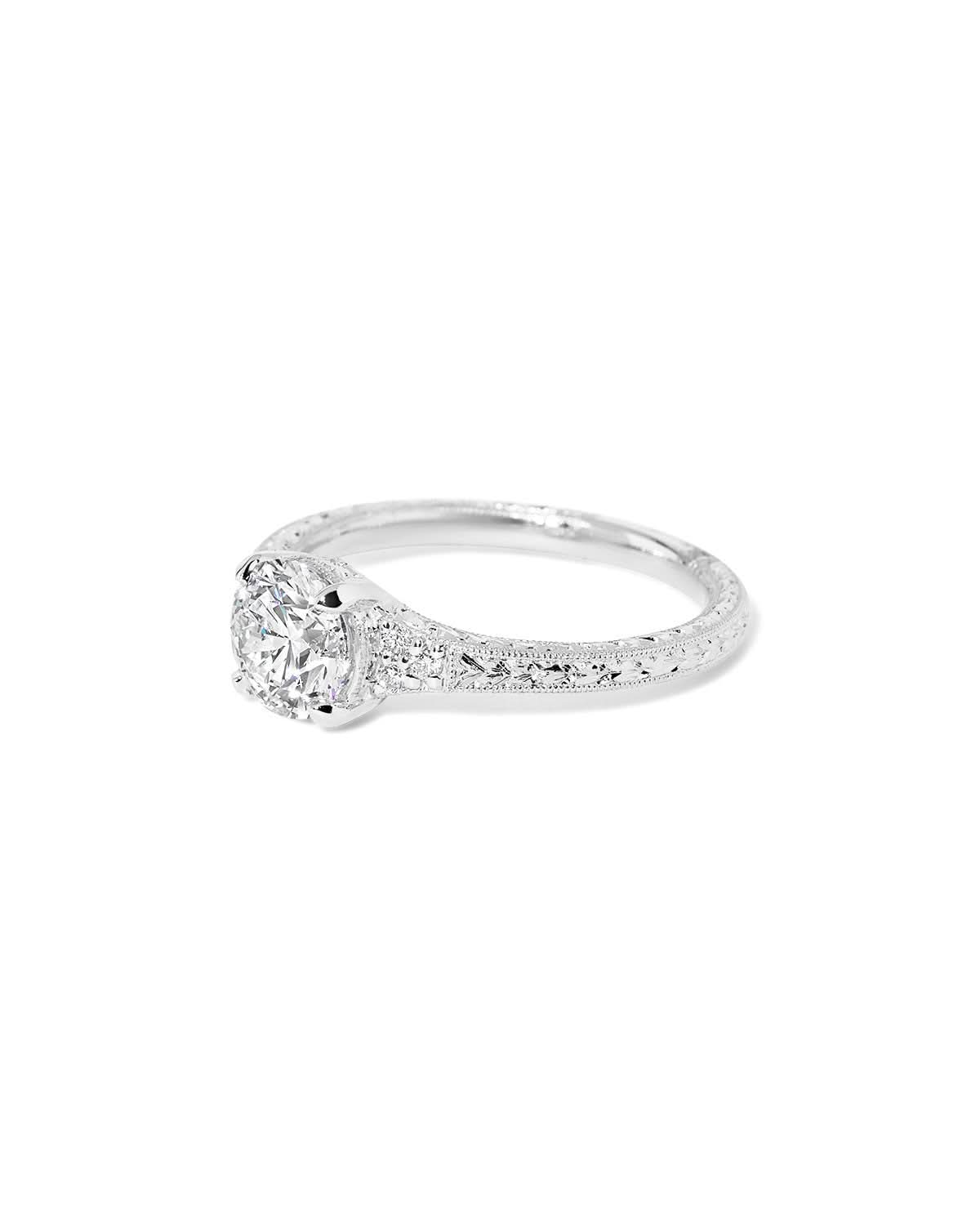 Isla Round Hand Engraved Ring - PBD Engagement Rings