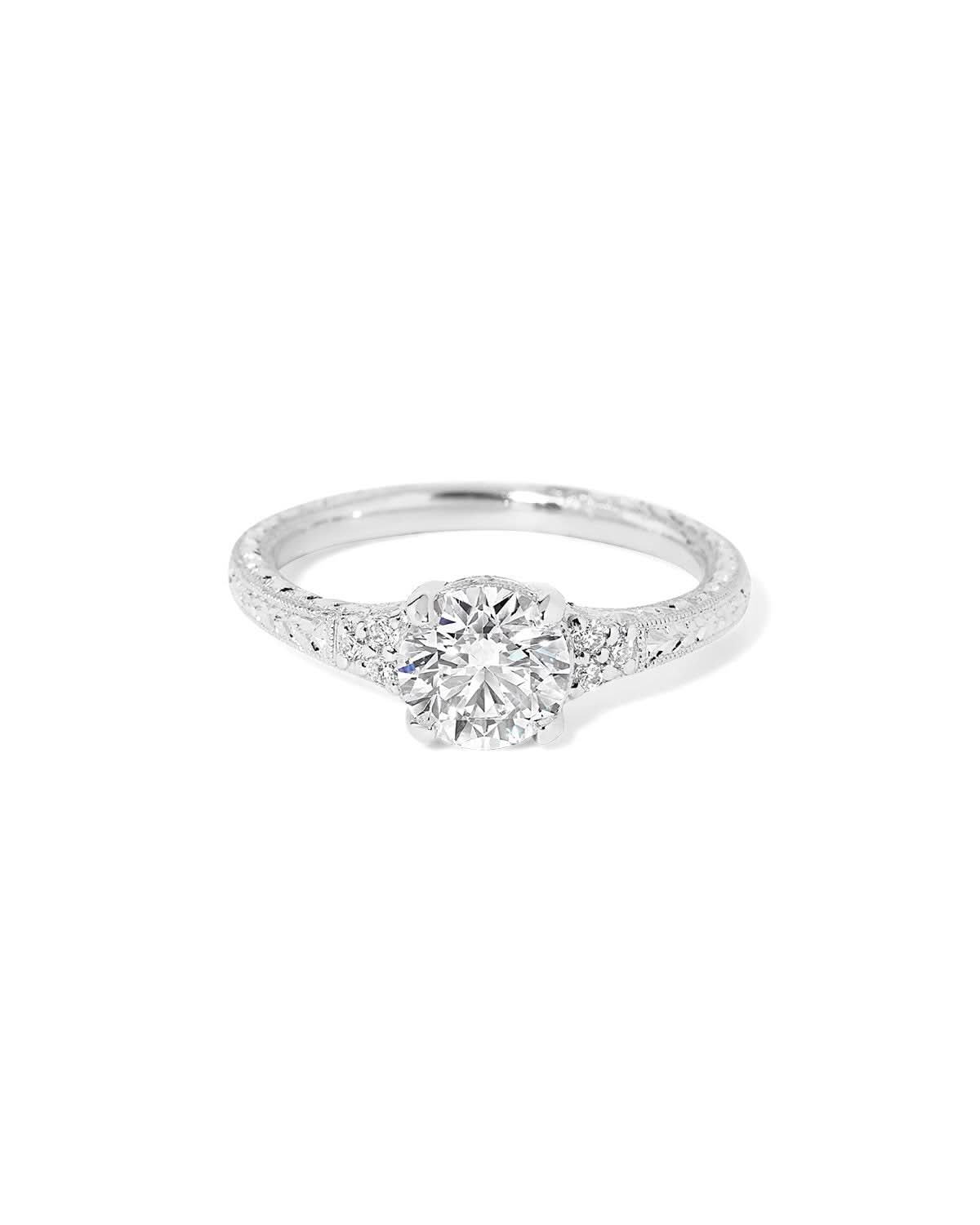 Isla Round Hand Engraved Ring - PBD Engagement Rings