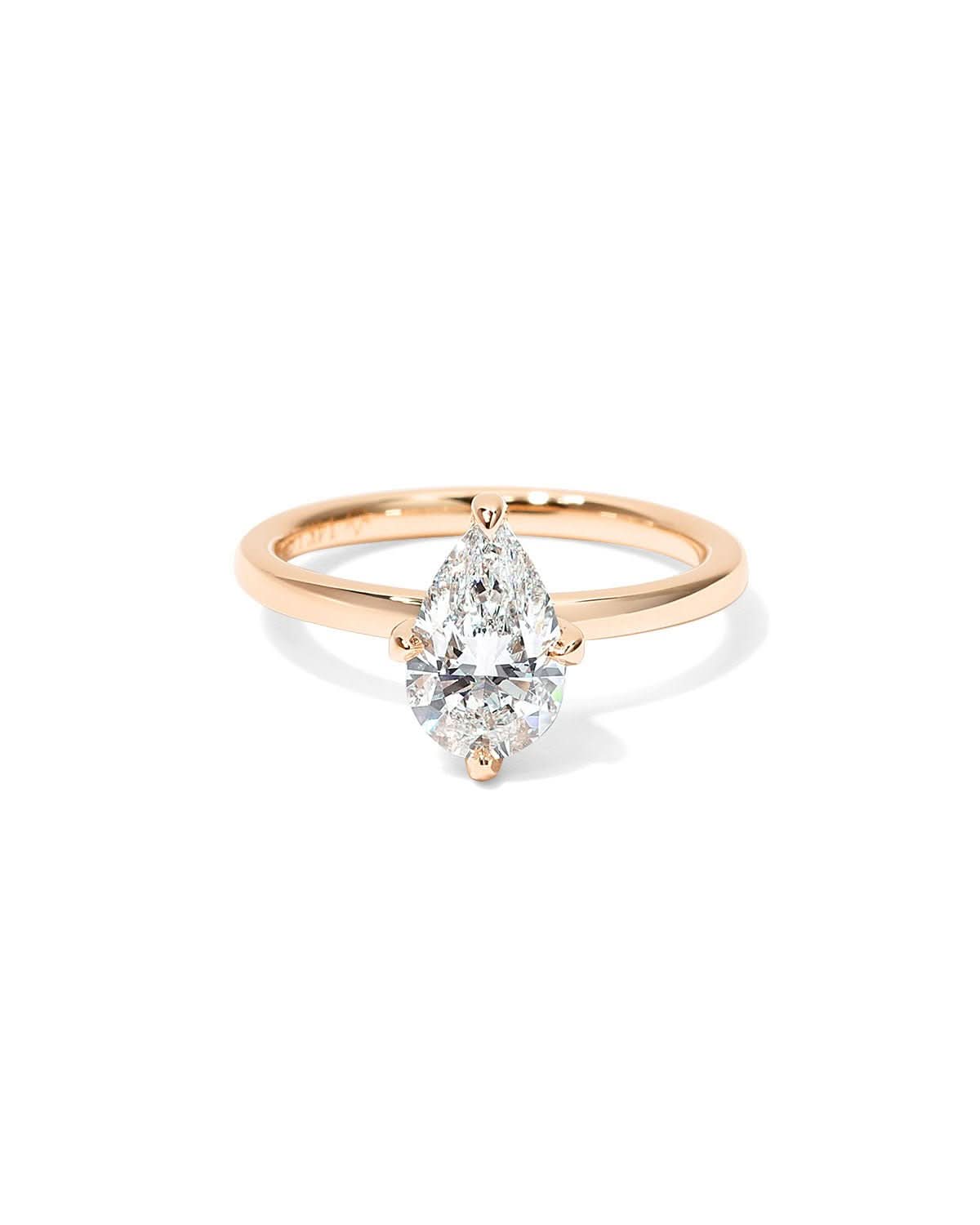 Kayla Pear High Polish Compass Prongs - PBD Engagement Rings