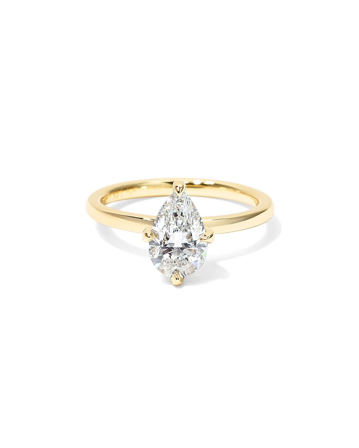 Kayla Pear High Polish Compass Prongs - PBD Engagement Rings