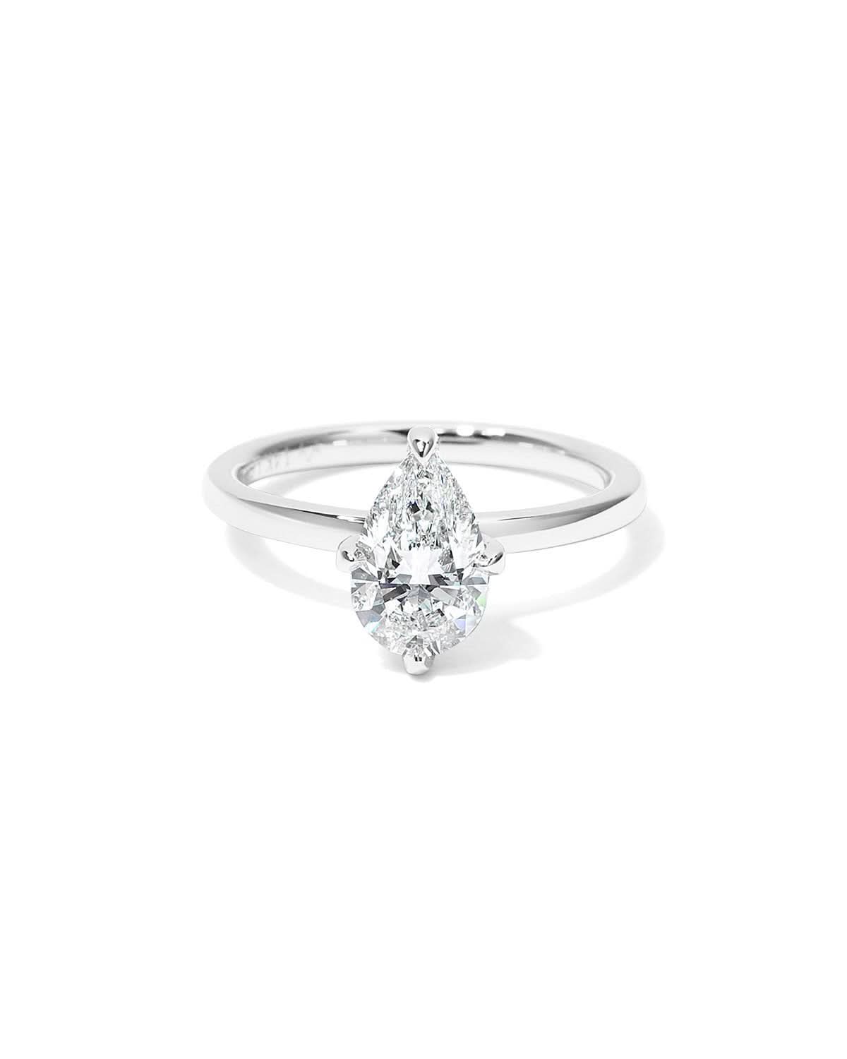 Kayla Pear High Polish Compass Prongs - PBD Engagement Rings