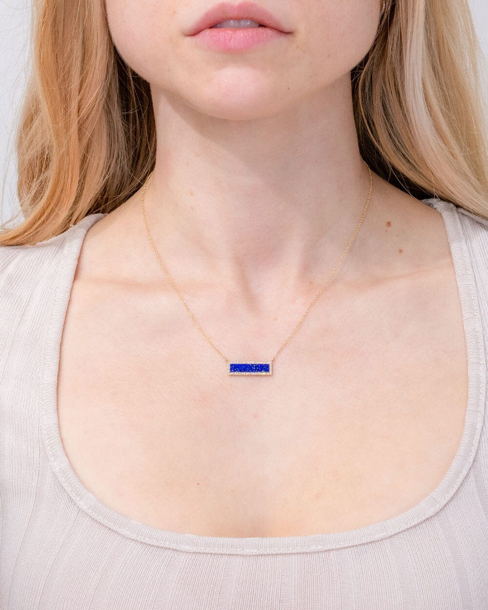 Lapis Inlay Bar Pavé Diamond Halo Necklace Necklaces Princess Bride Diamonds 