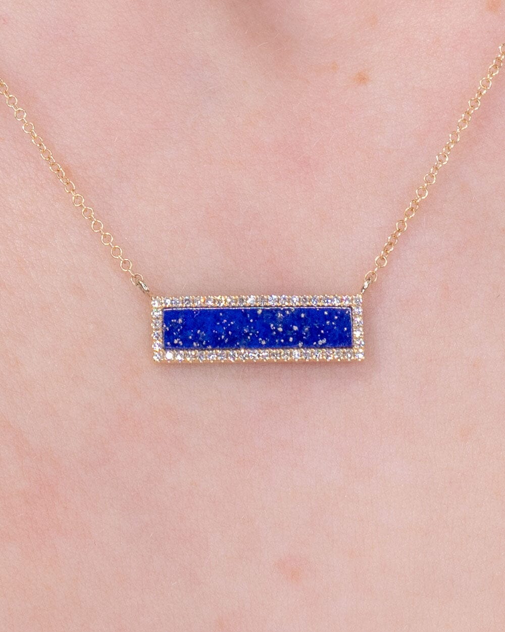 Lapis Inlay Bar Pavé Diamond Halo Necklace Necklaces Princess Bride Diamonds 