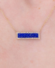 Lapis Inlay Bar Pavé Diamond Halo Necklace Necklaces Princess Bride Diamonds 