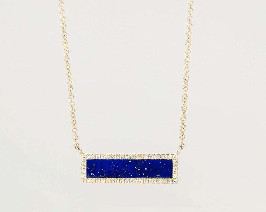 Lapis Inlay Bar Pavé Diamond Halo Necklace Necklaces Princess Bride Diamonds 