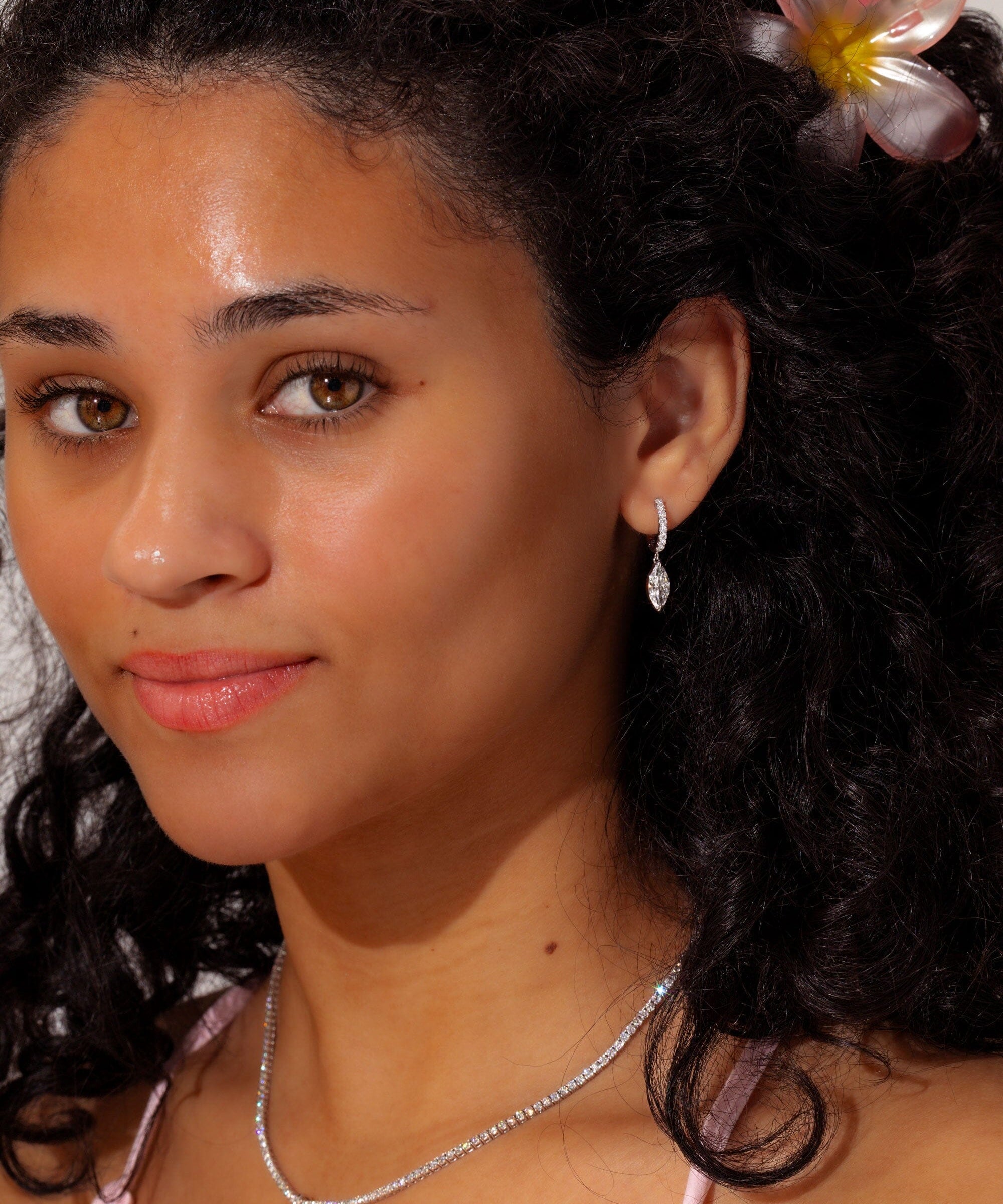 Marquise Drop Hoops Earrings Princess Bride Diamonds 