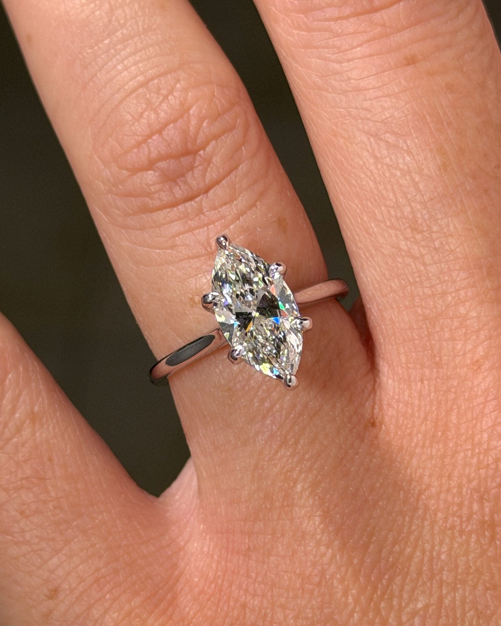 2.04ct F-VS1 Marquise Lab Diamond Leah Cathedral