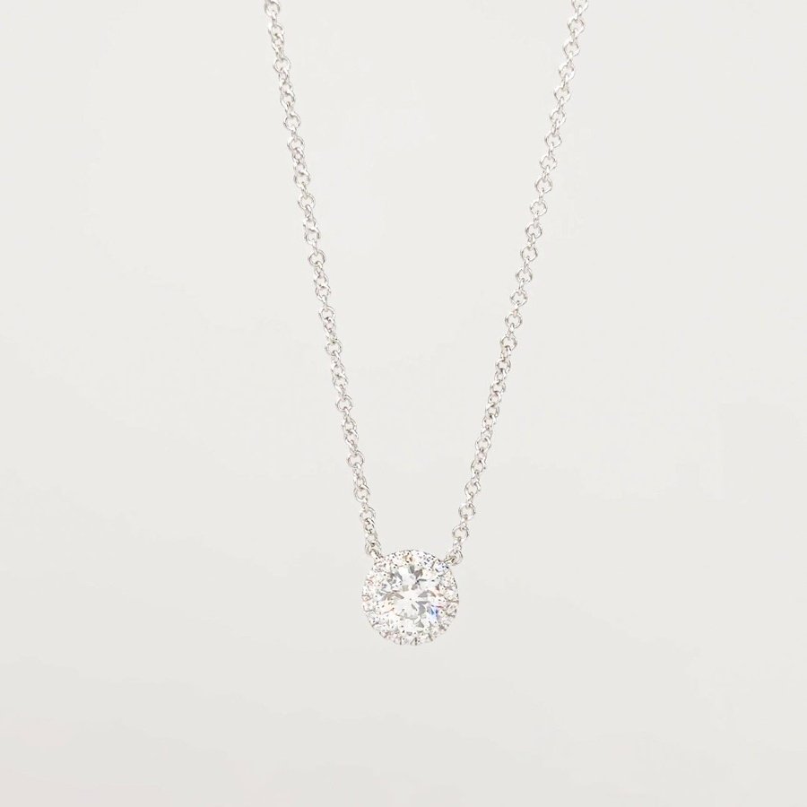 Medium Diamond Halo Necklace White Gold Necklaces Princess Bride Diamonds 