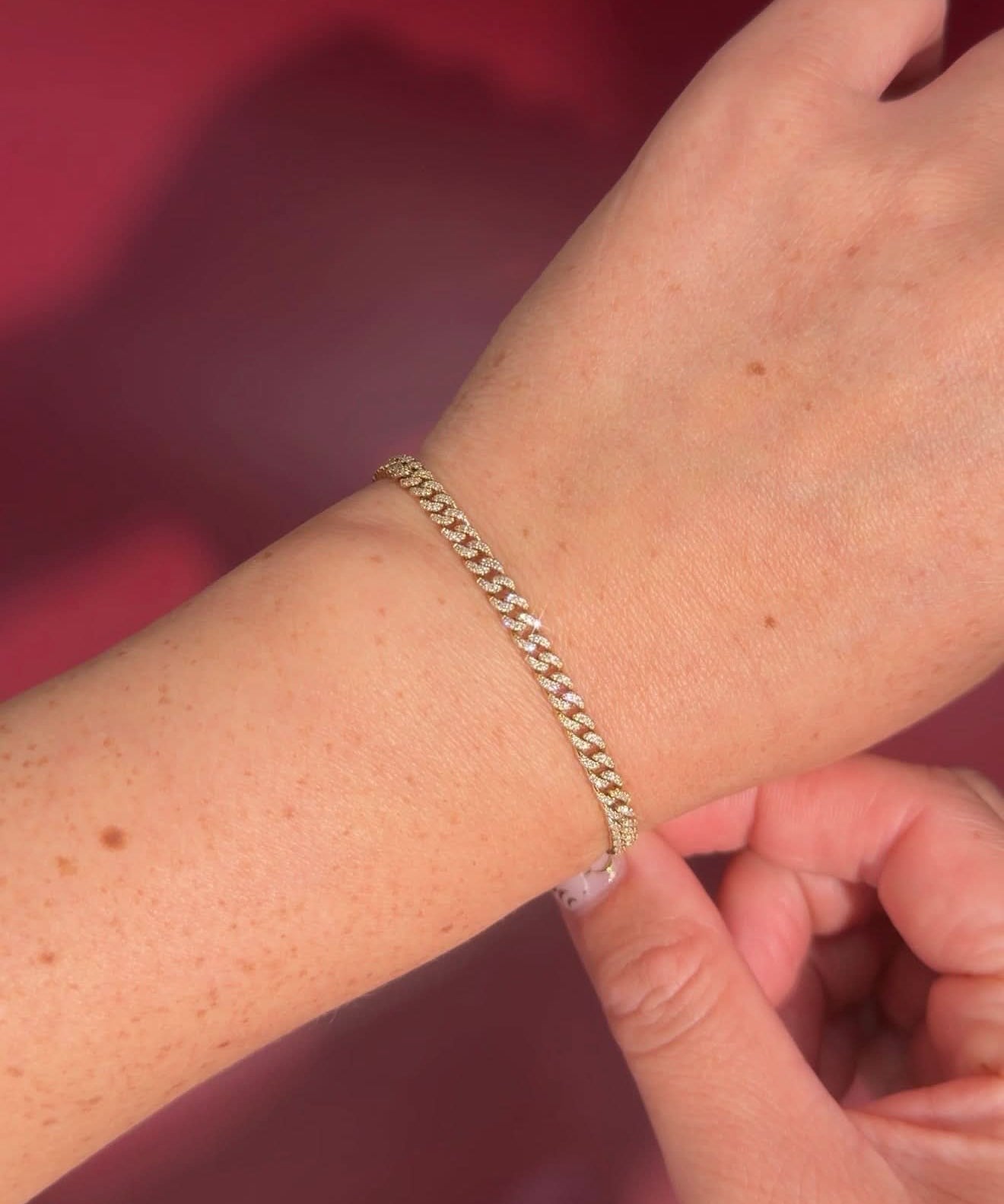 Mini Cuban Pavé Bracelet 14k Yellow Gold - PBD Bracelets