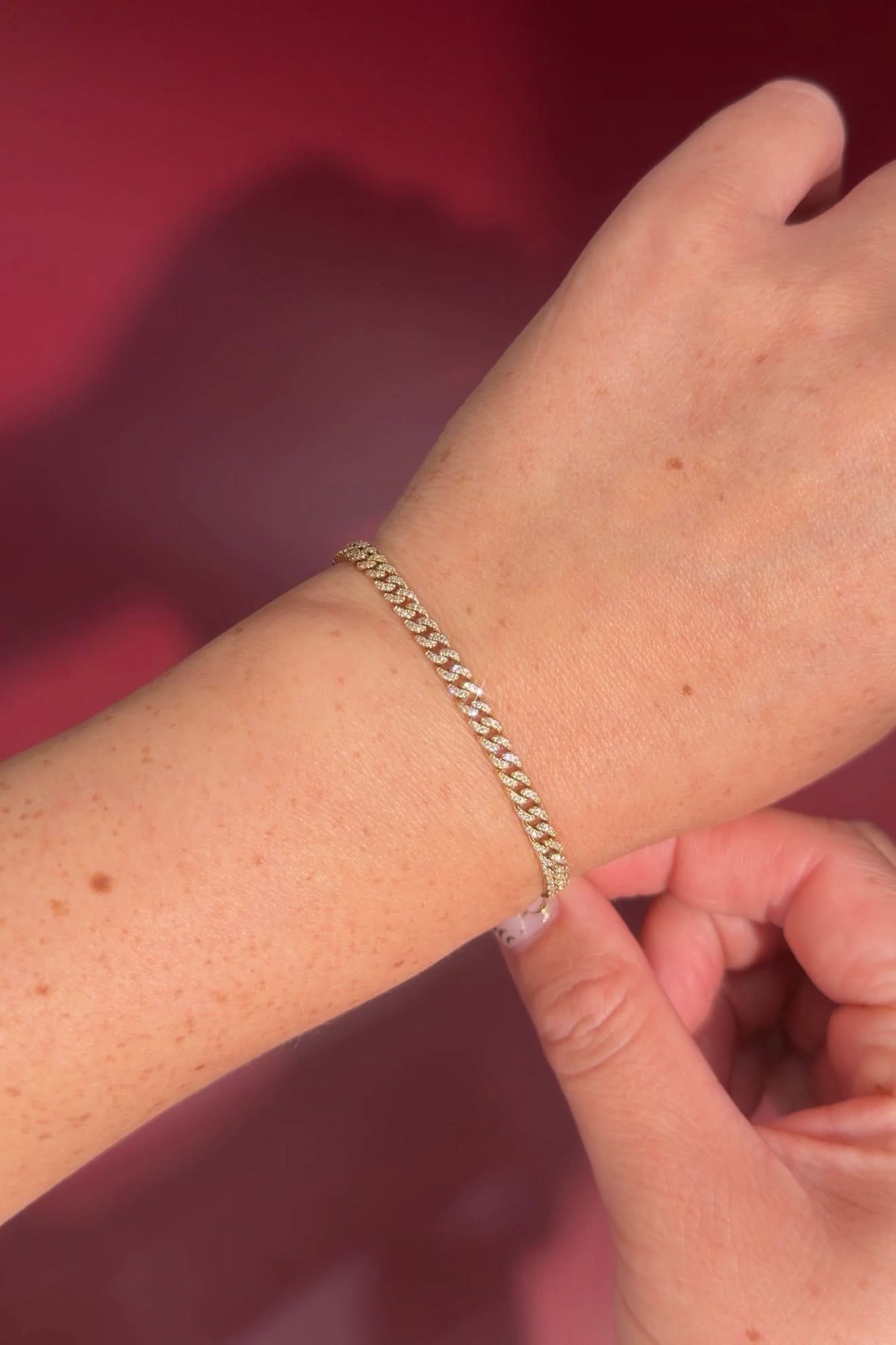 Mini Cuban Pavé Bracelet 14k Yellow Gold - PBD Bracelets