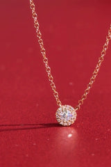 Mini Diamond Halo Necklace Rose Gold