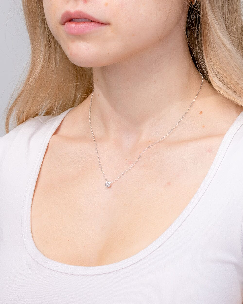 Mini Diamond Halo Necklace White Gold Necklaces Princess Bride Diamonds 