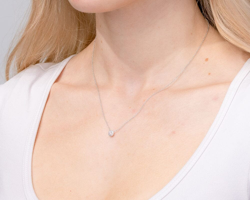 Mini Diamond Halo Necklace White Gold Necklaces Princess Bride Diamonds 