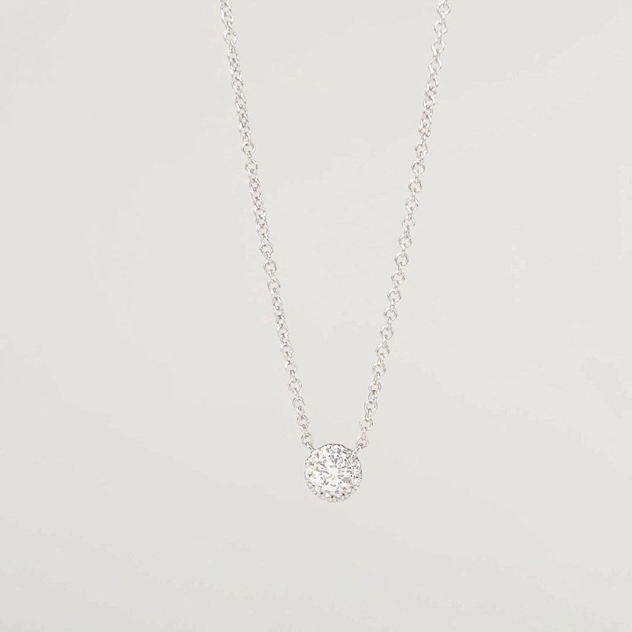 Mini Diamond Halo Necklace White Gold Necklaces Princess Bride Diamonds 