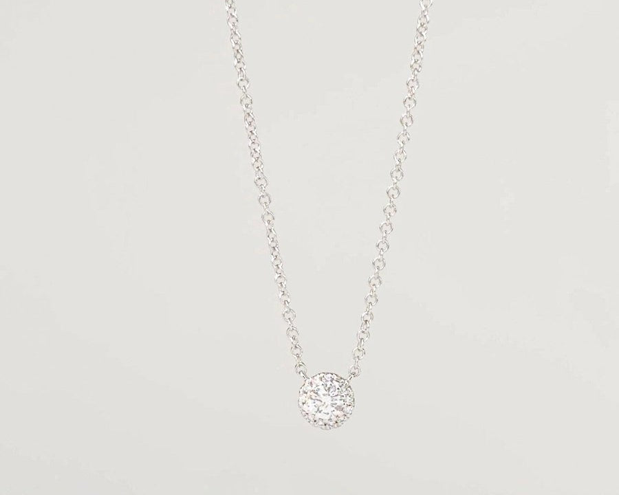Mini Diamond Halo Necklace White Gold Necklaces Princess Bride Diamonds 