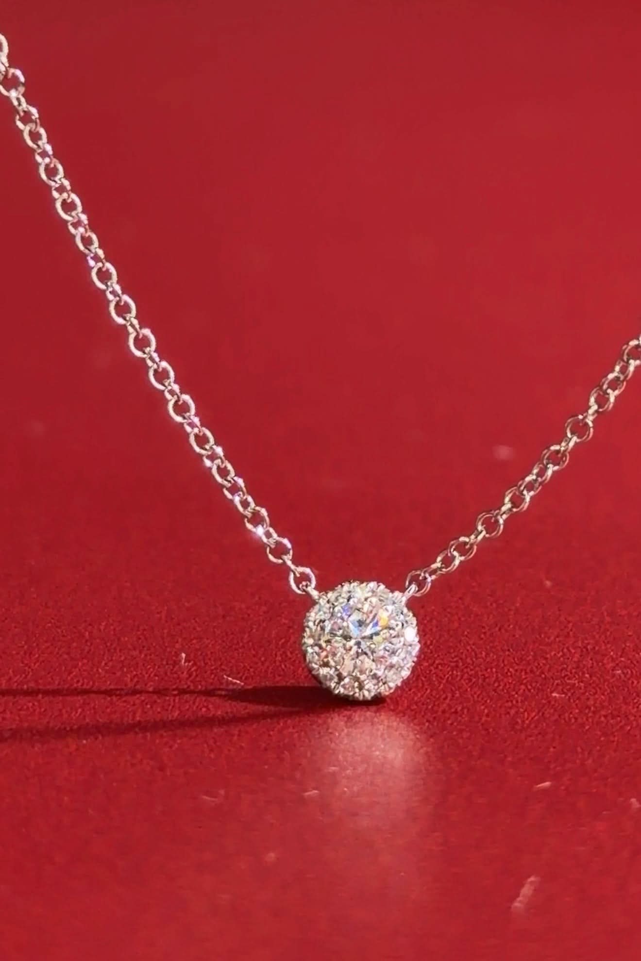 Mini Diamond Halo Necklace White Gold - PBD Necklaces