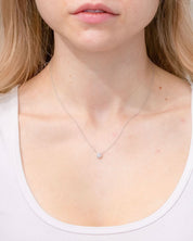 Mini Diamond Halo Necklace White Gold - PBD Necklaces