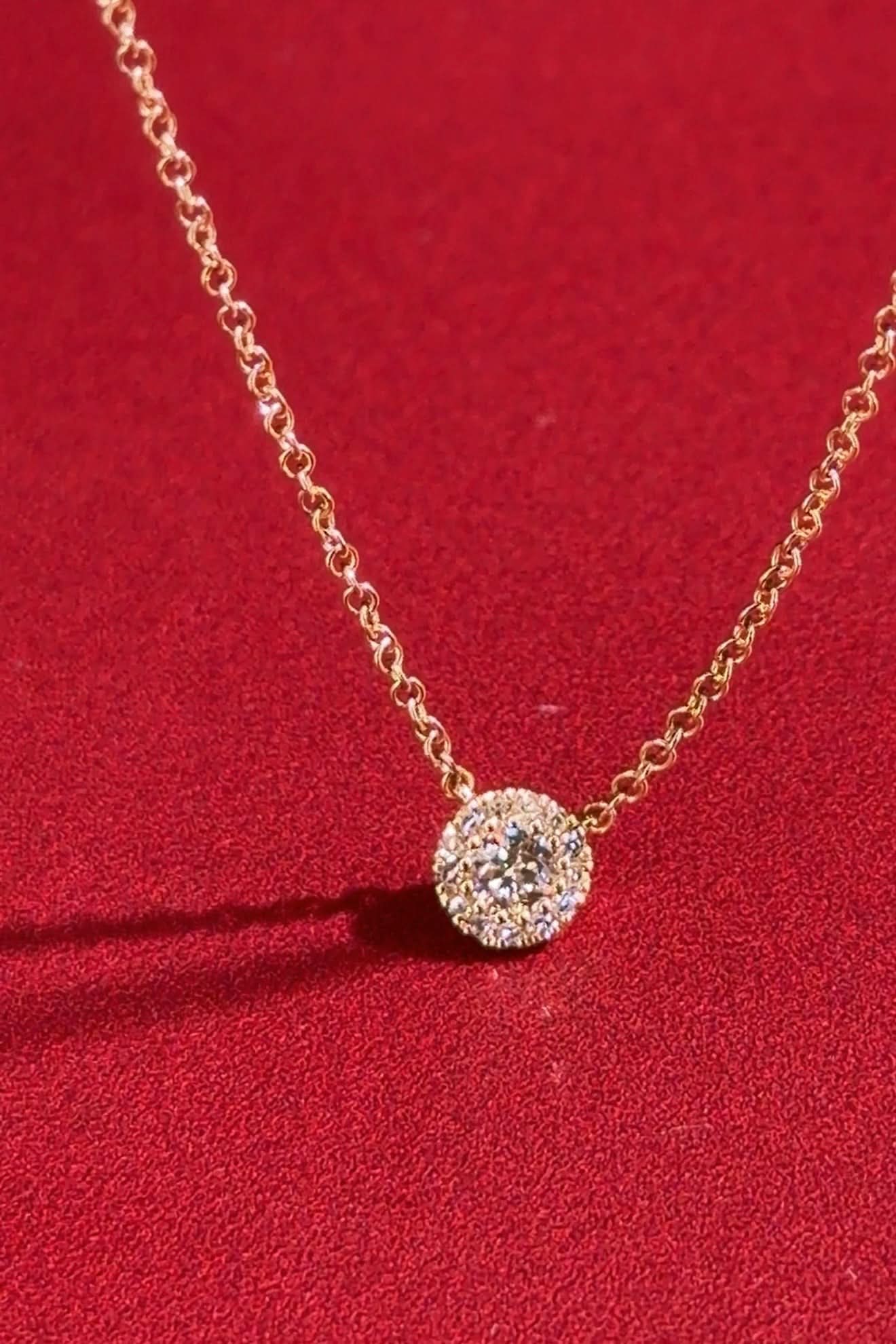 Mini Diamond Halo Necklace Yellow Gold - PBD Necklaces