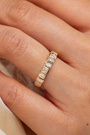 Mini Emerald Bezel Diamond Ring - PBD Rings