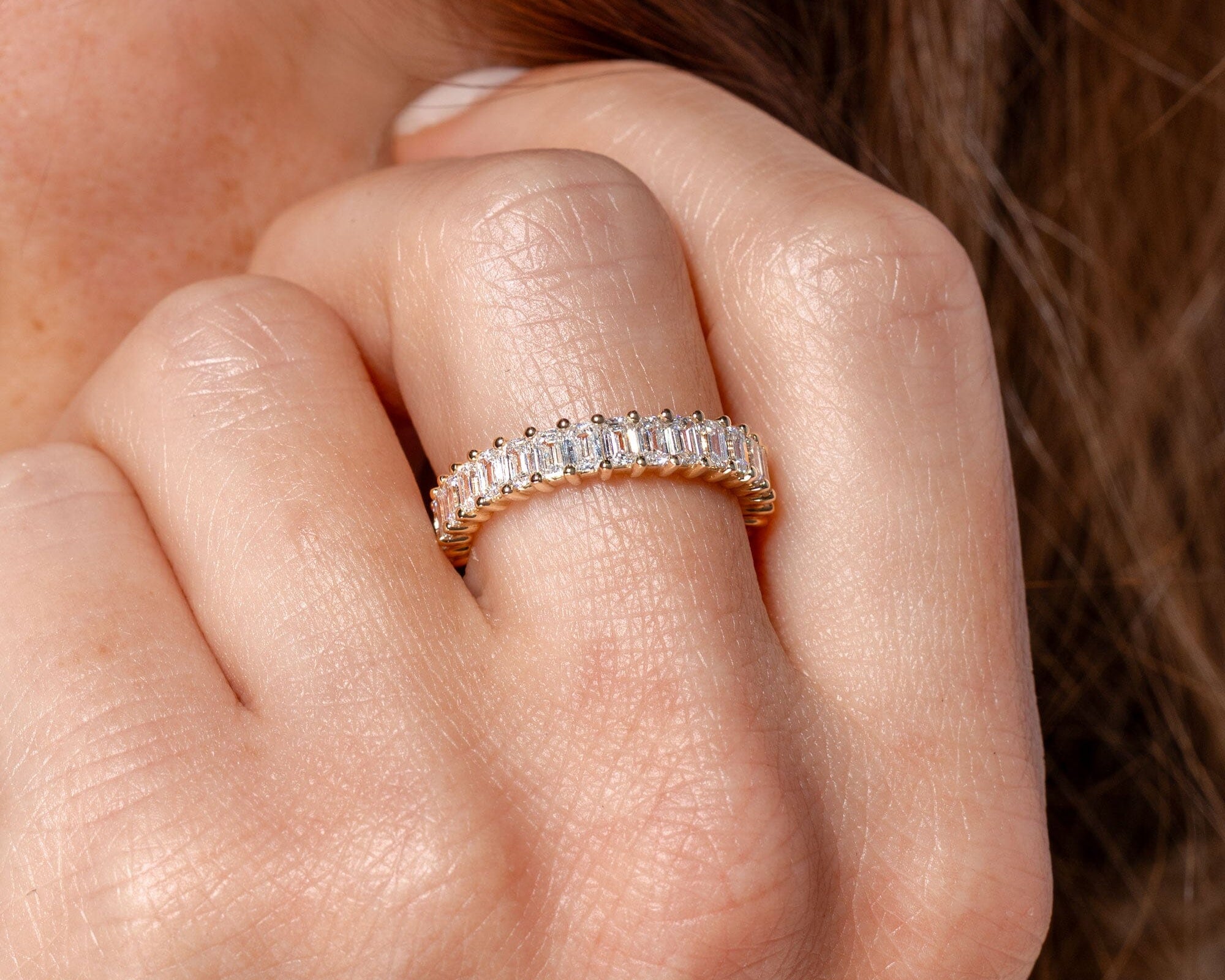 Mini Emerald Lab Diamond Band Rings Princess Bride Diamonds 