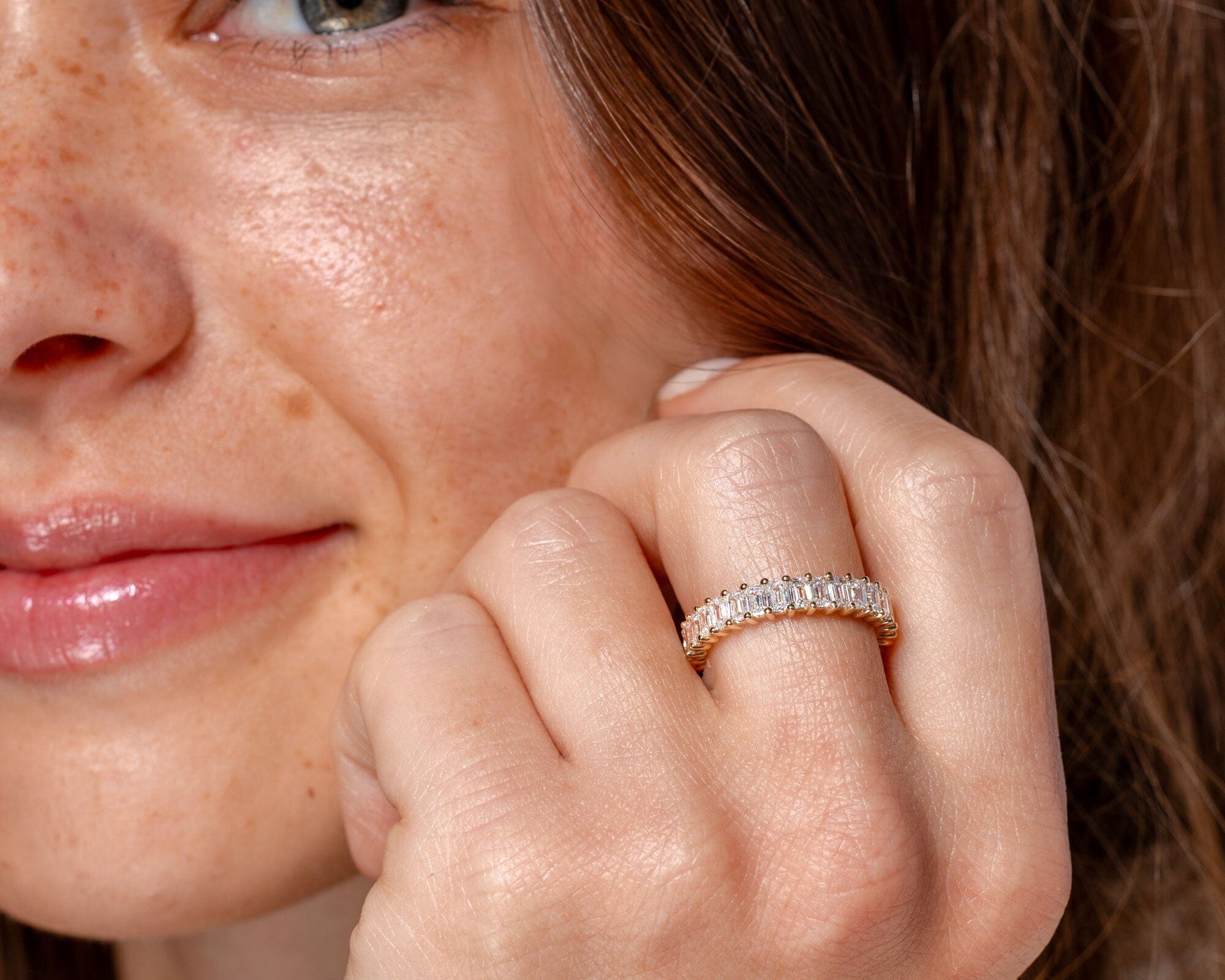 Mini Emerald Lab Diamond Band Rings Princess Bride Diamonds 