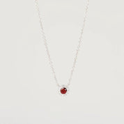 Mini Garnet & Diamond Halo Necklace Necklaces Princess Bride Diamonds 