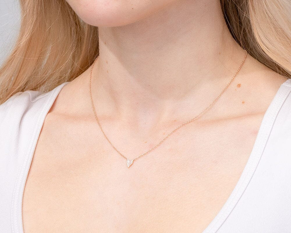 Mini Pavé Heart Necklace Rose Gold Necklaces Princess Bride Diamonds 