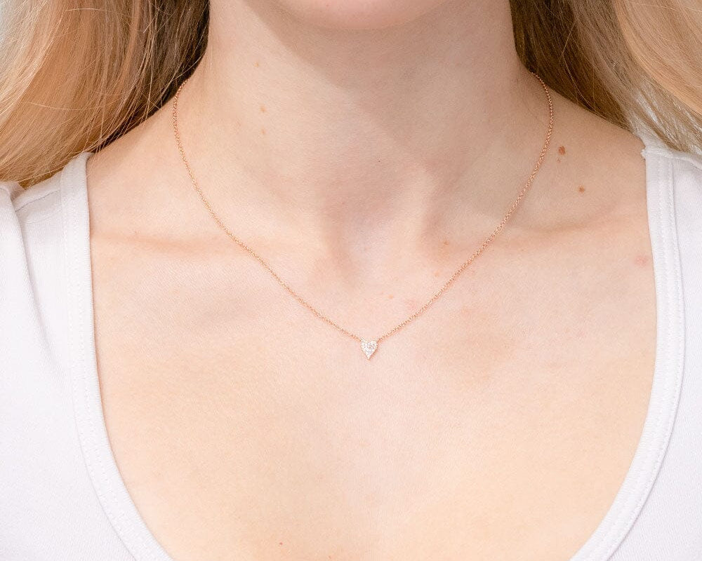 Mini Pavé Heart Necklace Rose Gold Necklaces Princess Bride Diamonds 