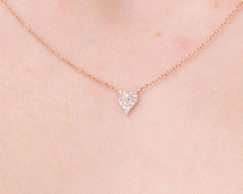 Mini Pavé Heart Necklace Rose Gold Necklaces Princess Bride Diamonds 