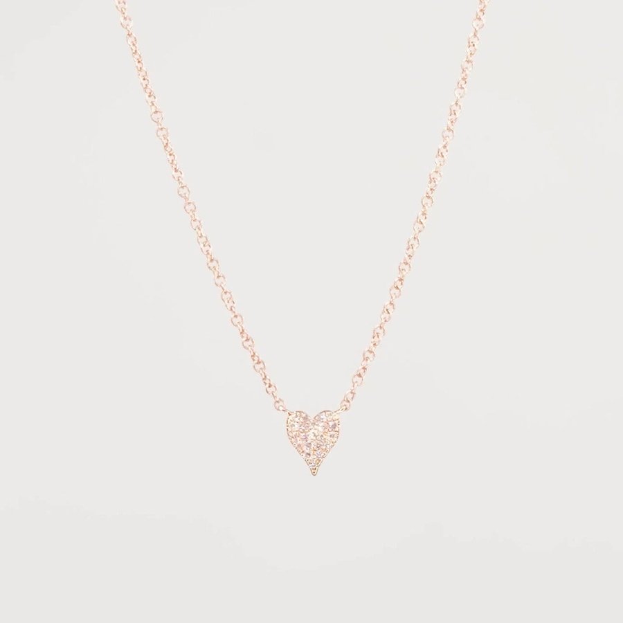 Mini Pavé Heart Necklace Rose Gold Necklaces Princess Bride Diamonds 