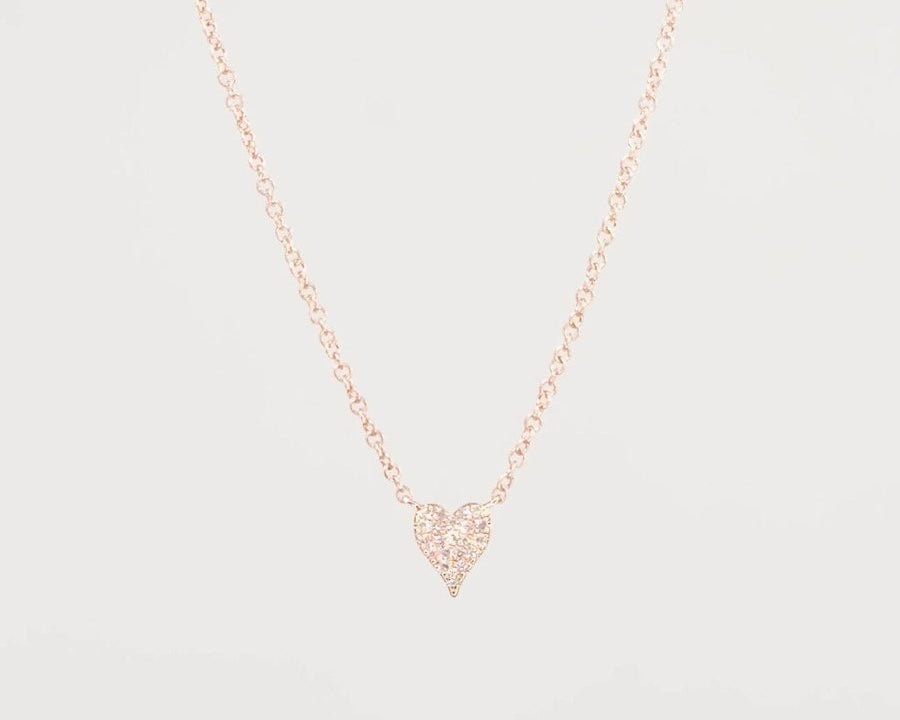 Mini Pavé Heart Necklace Rose Gold Necklaces Princess Bride Diamonds 