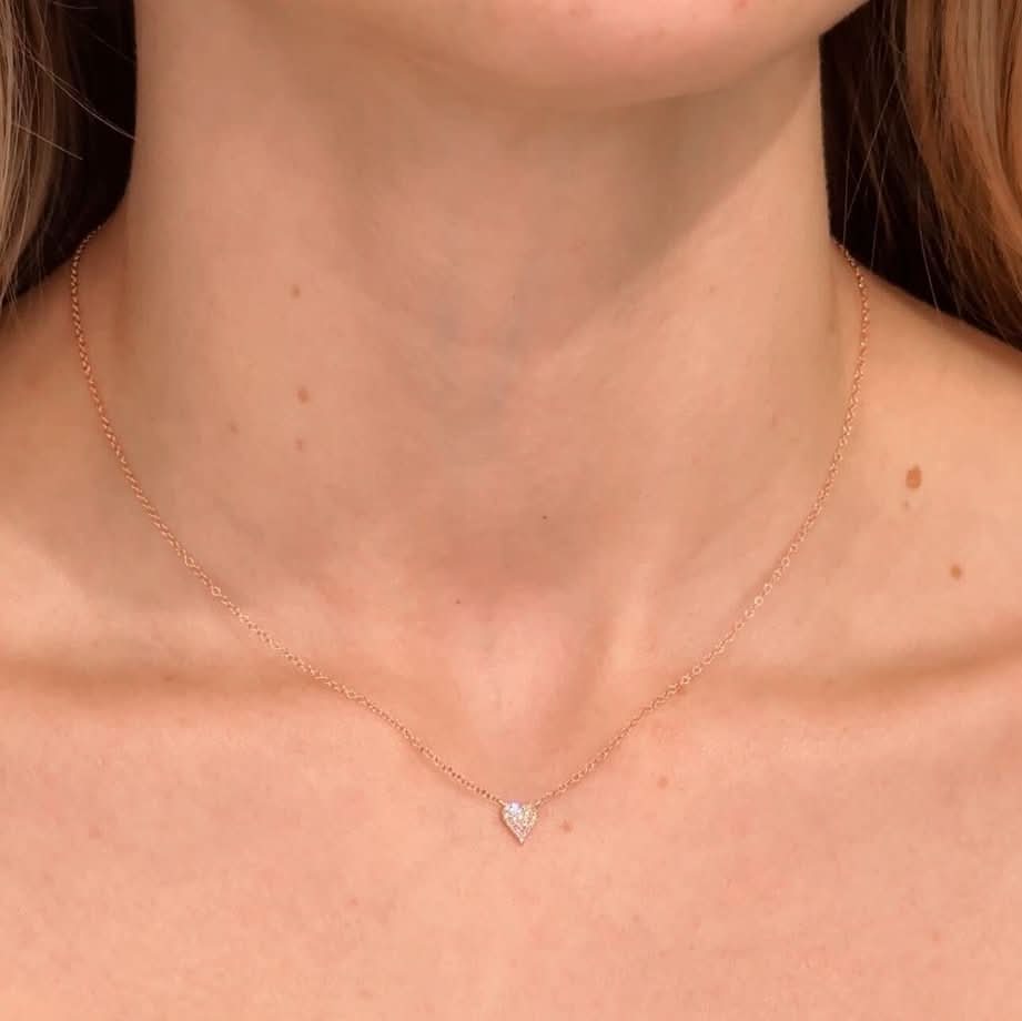 Mini Pavé Heart Necklace Rose Gold - PBD Necklaces