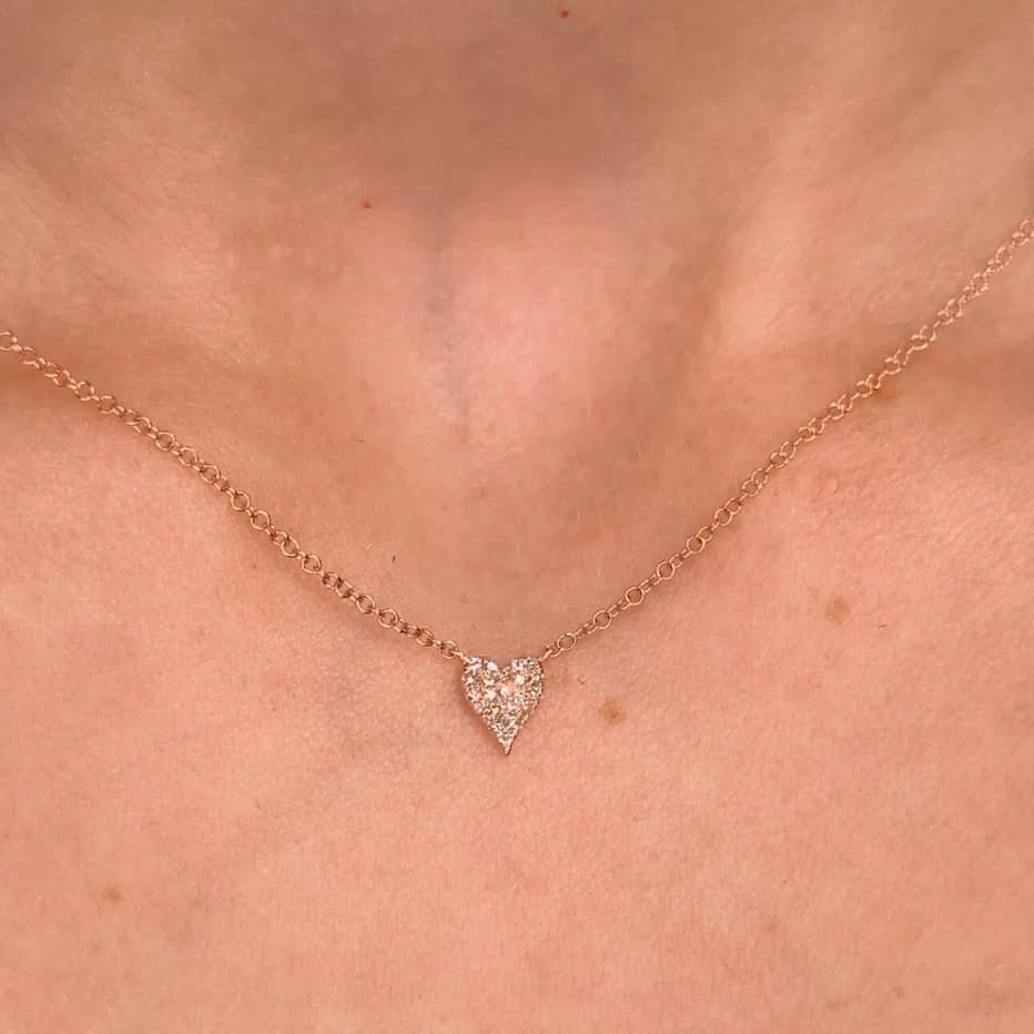 Mini Pavé Heart Necklace Rose Gold - PBD Necklaces