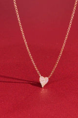 Mini Pavé Heart Necklace Rose Gold